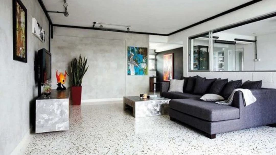 Indoor terrazzo flooring in modern living room, Riyadh Saudi Arabia by Floroz