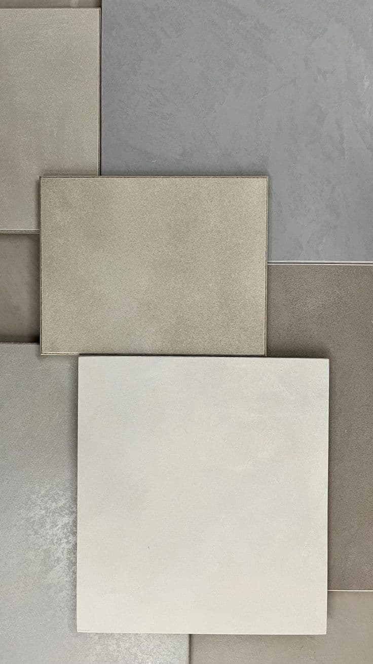 A selection of chemically resistant mineral tones for floors.