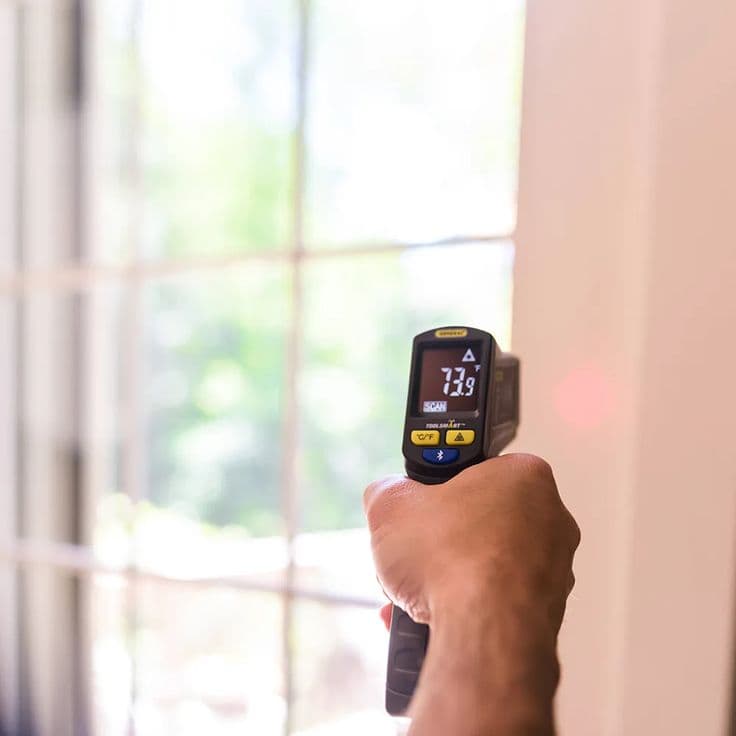 Infrared thermometer gun monitoring concrete substrate dew point and ambient thermodynamic gates for epoxy resin installation