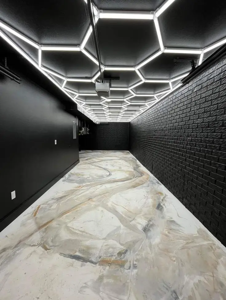 Metallic epoxy surface showing the full system depth and colour movement of a correctly applied coating